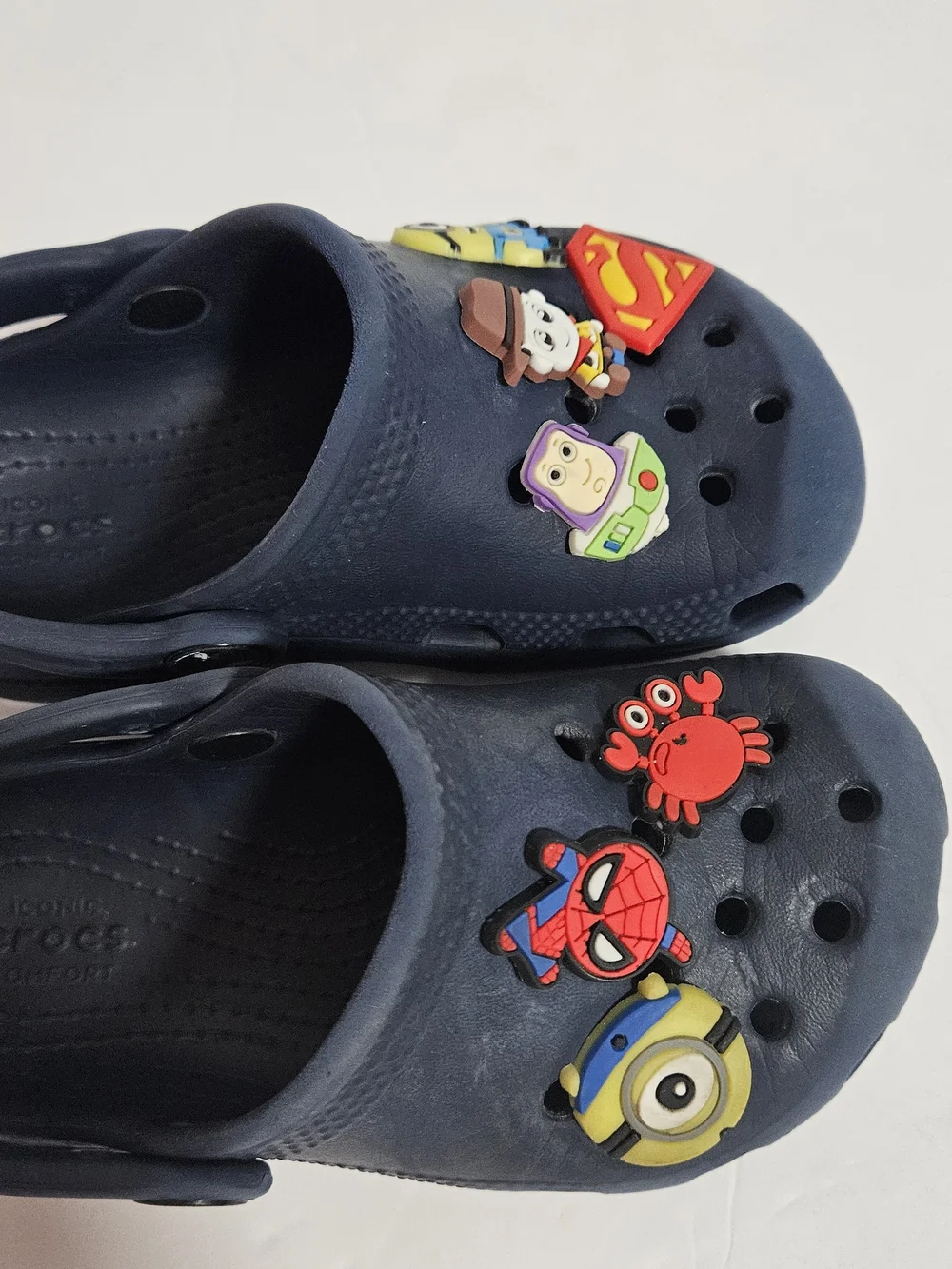 CROCS Kids Navy Blue Clog Shoes with Character Charms
